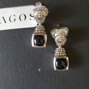 Lagos - NEW Gemstone Drop Earrings Onyx Cabochon